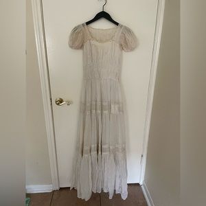 Vintage 1950s White Gauze Maxi Dress